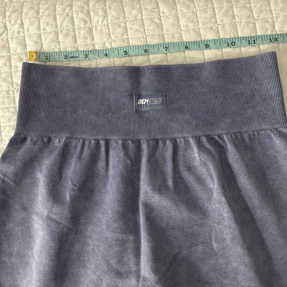 Bo+Tee High-Waisted Ribbed Leggings L Blue Nylon/Elastane Stretchy Gym Wear - Picture 7 of 9